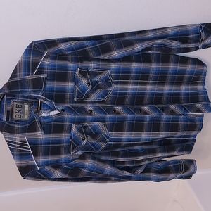 Mens button up plaid, sz S, brand BKE